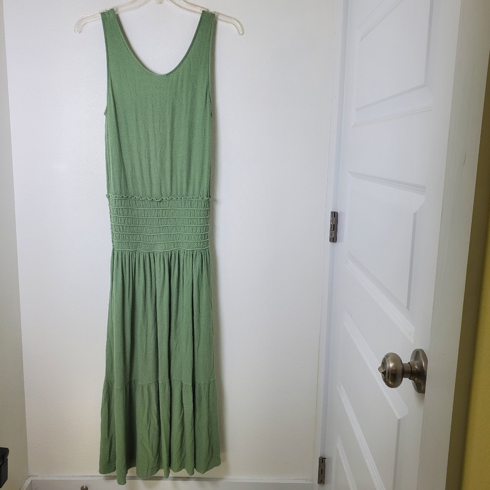 Anthropologie Postmark Sage Green Sleeveless Scoop Neck Smocked Waist Maxi Dress - Picture 9 of 11